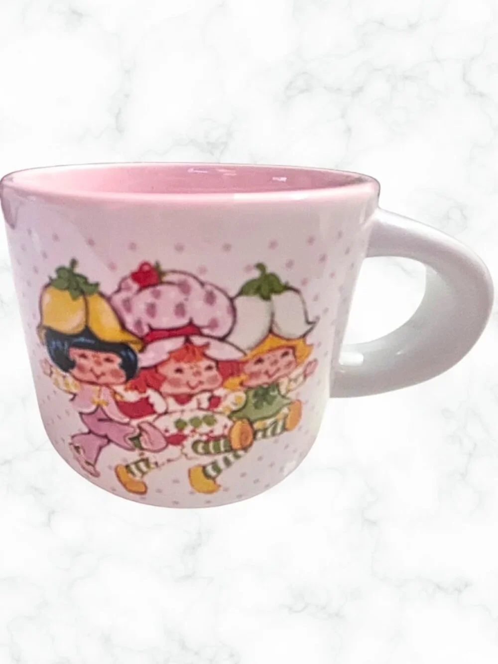 NWOT | Strawberry Shortcake Mug Set Pink Polka Dot Collectible Espresso Cups